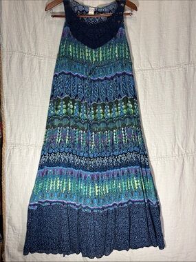 Bila Blue Green Patterned Maxi Dress